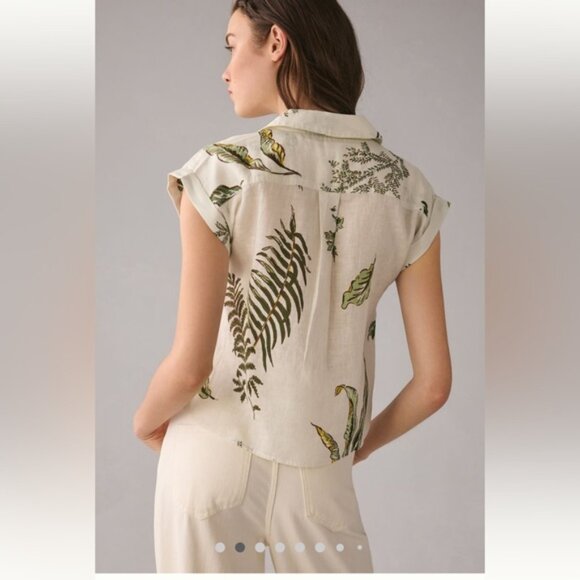 Anthropologie  Floral Motif Boxy Linen Utility Shirt - Picture 5 of 8